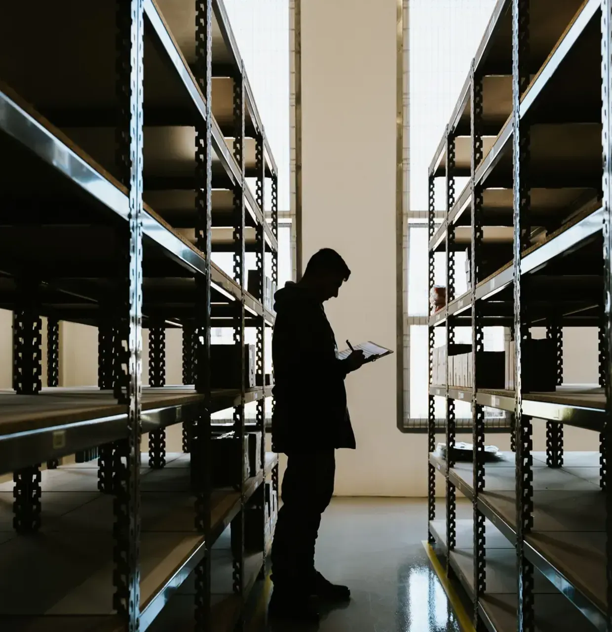 Reviewing paperwork in the document archive